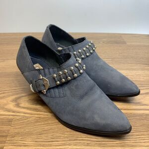 Circle S Shoes Womens 8 Grey Blue Western Bootie Shootie Heel Strap 90s Y2K